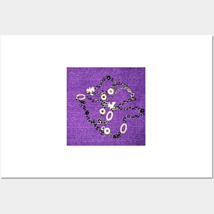 Black and gold chain on a bright Plum background Posters and Art